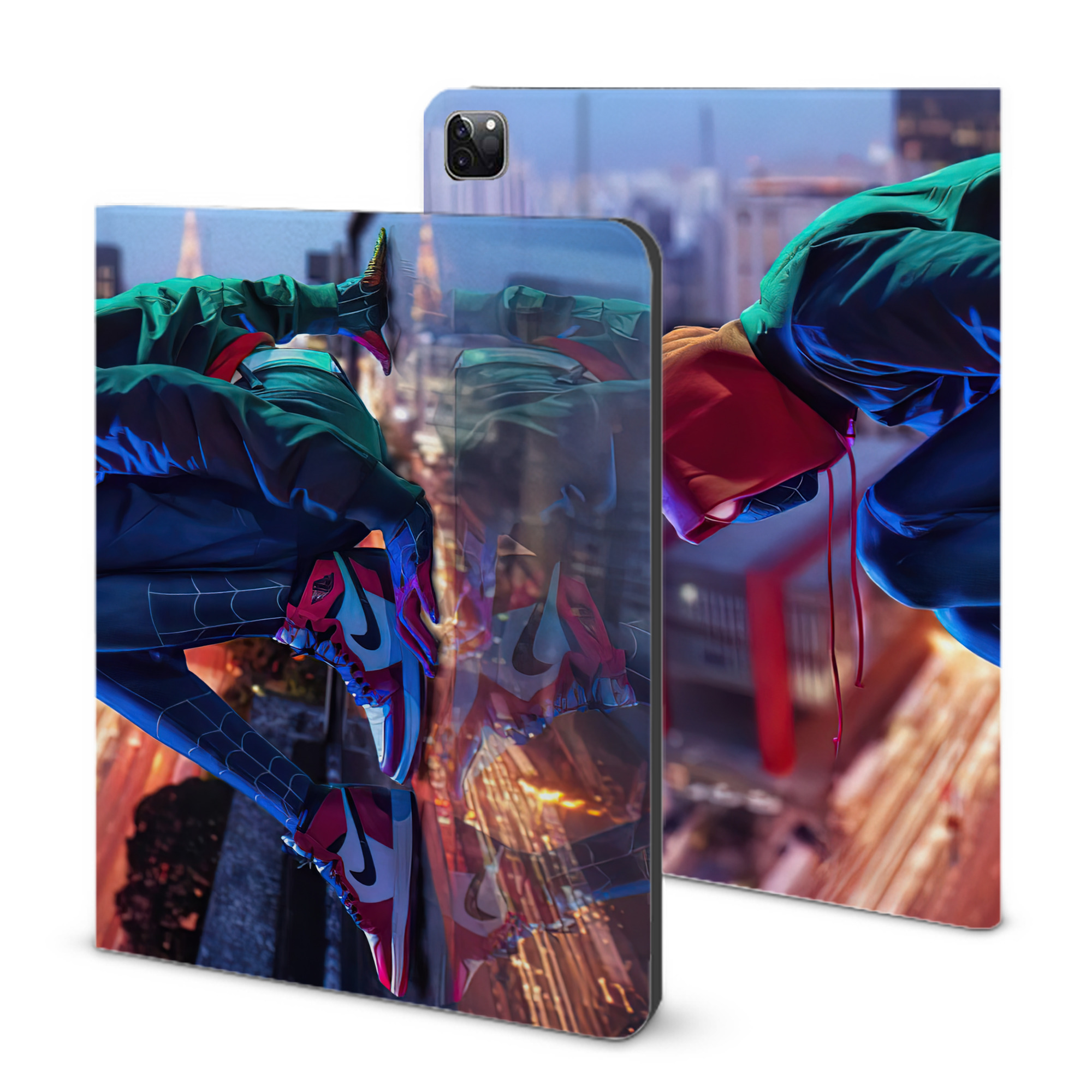 （画像用） Spider Man スパイダーマン IPad ケース ブック型 PUレザー TPU 耐衝撃 軽量 薄型 ペン収納なし 全面保護 IPad 各モデル対応